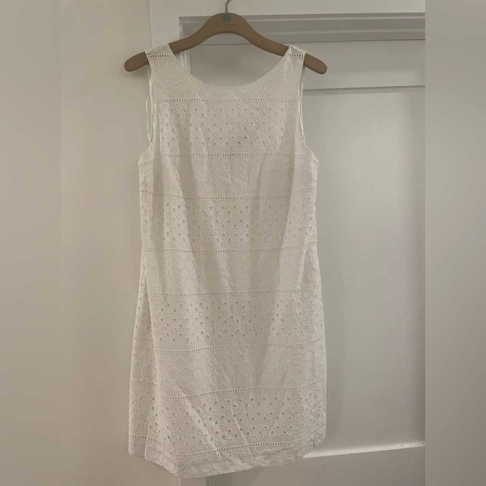 Love Shack Fancy white eyelet dress.